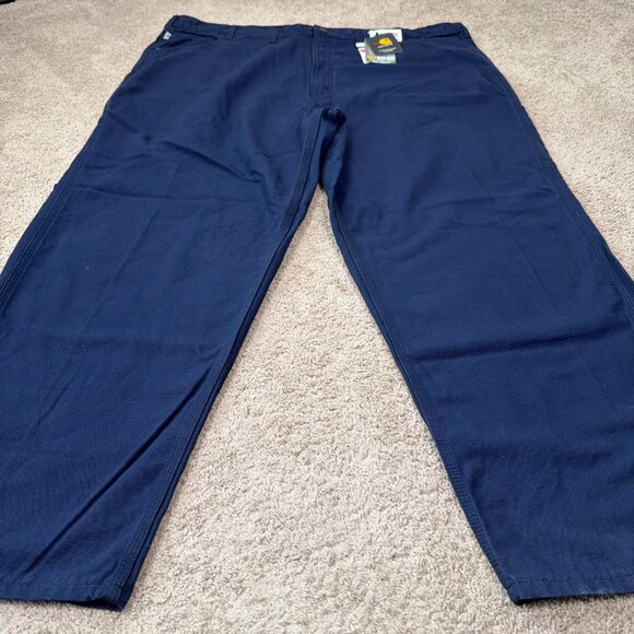 Carhartt FR Pants Mens 50x30 Navy Blue Canvas Fire Resistant Workwear FRB159 NWT - Picture 2 of 12